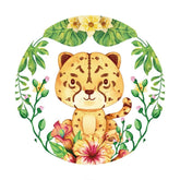 Orange Leopard Blätter Kreis Glücklich Geburtstag Hintergrund